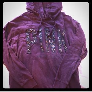 Victoria’s Secret PINK Maroon Cheetah Print Hoodie